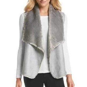 Vintage America Blues | Faux Fur/Suede/Knit Mixed Vest | Silver Gray | XLarge